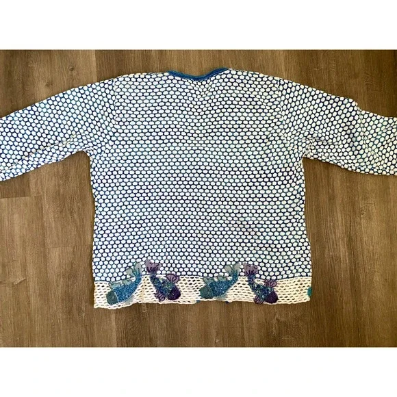 Storybook Knits Fish Cardigan Sweater L Mermaid Granny Teacher Cozy Academia‎ - Picture 9 of 10
